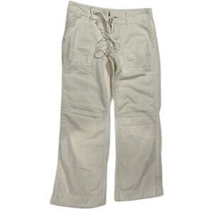 FREE PEOPLE Women's Low Rise Wide Leg Cotton Pants Sz 6 Relaxed Boho